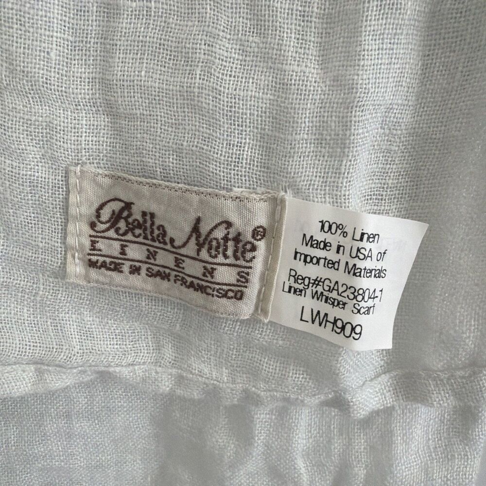 Bella Notte Linen Bed Scarf Bed Runner Whisper White Soft Pale Sage Green 24x84 - Picture 2 of 7